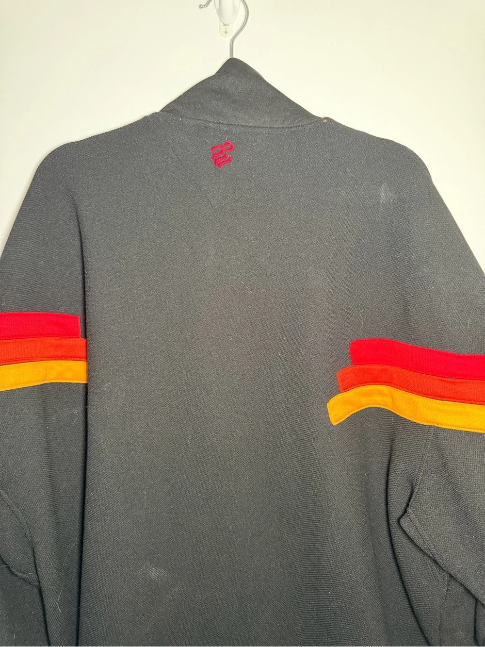 Roca Wear Men’s 4XL Black Full Zip Track Jacket Red Orange Stripe Big Tall